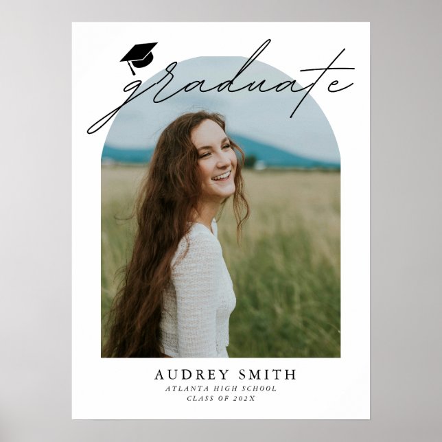 Modern Boho Arch 6 Photos Graduation Party Poster (Framsidan)