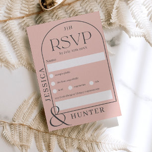 Modern boho arch bröllop blek rosa grått OSA kort