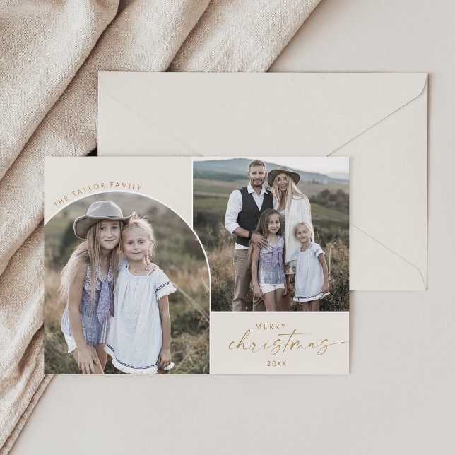 Modern Boho Arch | Cream 3 Photo God jul Julkort (Skapare uppladdad)