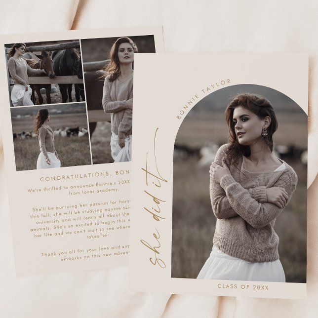 Modern Boho Arch Cream gjorde det till Studenten Meddelande (Skapare uppladdad)