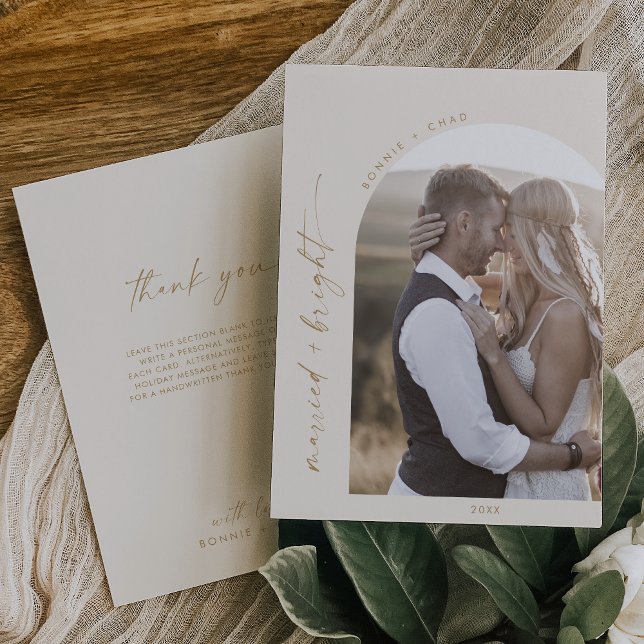 Modern Boho Arch | Cream Married Bright-Tack Julkort (Skapare uppladdad)