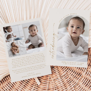 Modern Boho Arch Cream Photo Birth Meddelande