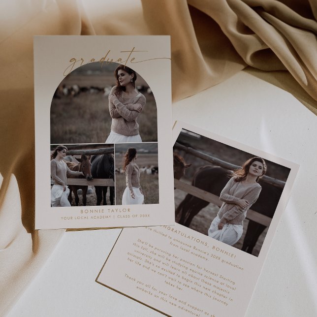 Modern Boho Arch | Cream Student Photo Collage Meddelande (Skapare uppladdad)