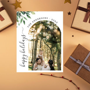 Modern Boho Arch Glad helg Botanical Photo Vykort