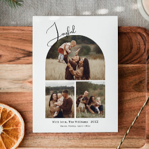 Modern Boho Arch Glatt Tre fotojul Julkort