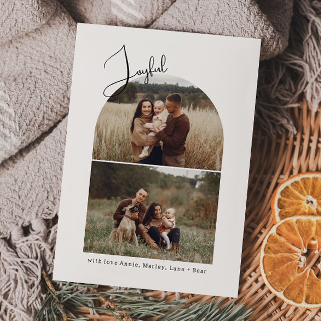 Modern Boho Arch Glatt Two Photo Julkort (Skapare uppladdad)