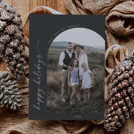 Modern Boho Arch | Grått Glad helg Photo Julkort