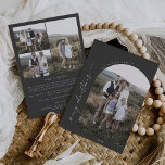 Modern Boho Arch | Grått-julfoto-Helgdag Julkort<br><div class="desc">Detta moderna boho arch grått jul-helgdag-kort är den enkla perfekten att Julhälsningar. Den bohemiska gråttet-mörken har en unik industrietterande typografi med minimalistisk vintage stil. Anpassa kortets framsida med ett foto, din familj namn och året. Inkludera ytterligare 3 foton och ett år i recension eller i familjens nyhetsbrev på baksidan av...</div>