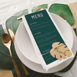 Modern Boho Arch Grönt Grått Typography Bröllop Meny