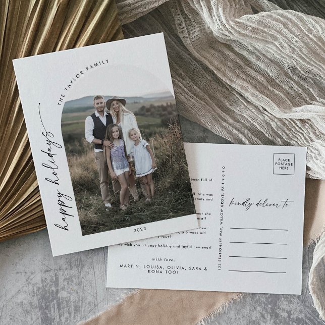 Modern Boho Arch Helgdag Photo Year in Review Helg Vykort (Skapare uppladdad)