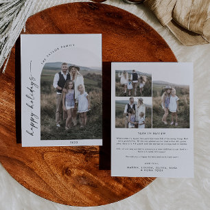 Modern Boho Arch Helgdag Photo Year in Review Julkort