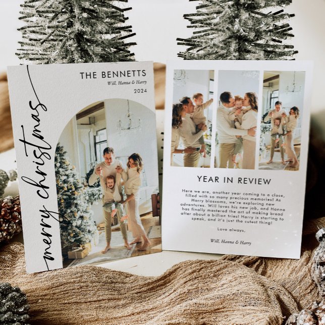 Modern Boho Arch-julfotoår i recension Julkort (Skapare uppladdad)