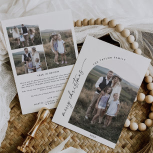 Modern Boho Arch-julfotoår i recension Julkort