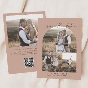 Modern Boho Arch Lax QR-kod Fotokollage Spara Datumet