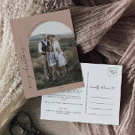 Modern Boho Arch | Laxjulfoto Helg Vykort<br><div class="desc">Det här moderna boho arch-fotokortet för laxjulfoto är den enkla perfekten att Julhälsningar. Rosan av den bohemiska orangen har en unik industriellt präglad präglingstypografi med minimalistisk vintage stil. Anpassa vykortet med ett foto, din familj namn, första namn och året. Inkludera ett valfritt år i recension eller i familjens nyhetsbrev på...</div>