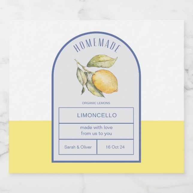 Modern Boho Arch Lemons Limoncello Bröllop Flaska Spritflaskor Etikett (Enkel etikett)