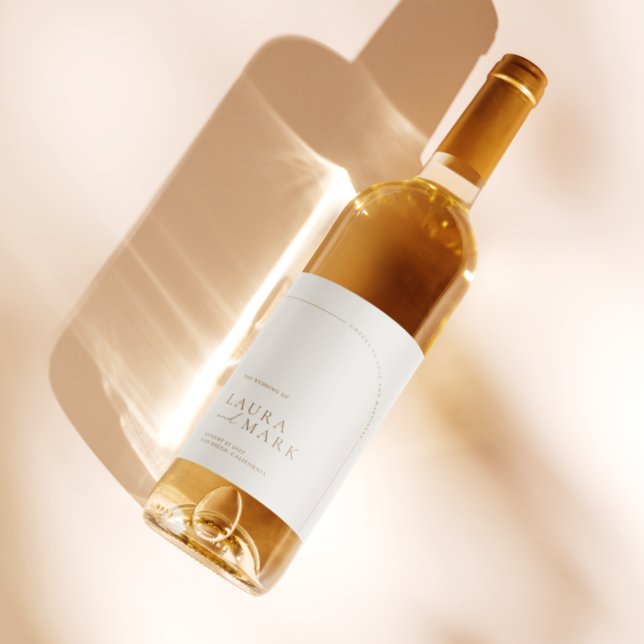 Modern Boho Arch Minimalist Bröllop Vinflaska Etikett (Modern Boho Arch Minimalist Wedding Wine Label)