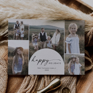Modern Boho Arch Multi Photo Glad helg Julkort