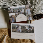 Modern Boho Arch | Nyheter för Cream Multi Photo F Julkort<br><div class="desc">Det här moderna boho arch-helgdag för flera fotofamiljers nyhetskort är den enkla perfekten Julhälsningar. Bohemikrämen och guld har en unik industriell präglingstypografi med minimalistisk vintage stil. Anpassa kortets framsida med sex foton, din familj namn och året. Ta med ytterligare 2 foton och ett år som tillval i recensionsformat eller i...</div>