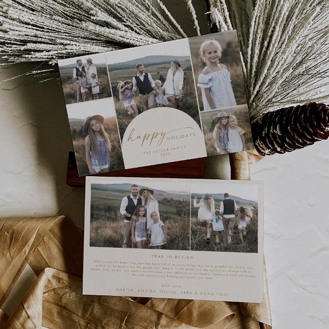 Modern Boho Arch | Nyheter för Cream Multi Photo F Julkort (Skapare uppladdad)