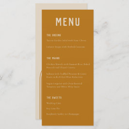 Modern Boho Arch Ochre Orange Typography Bröllop Meny