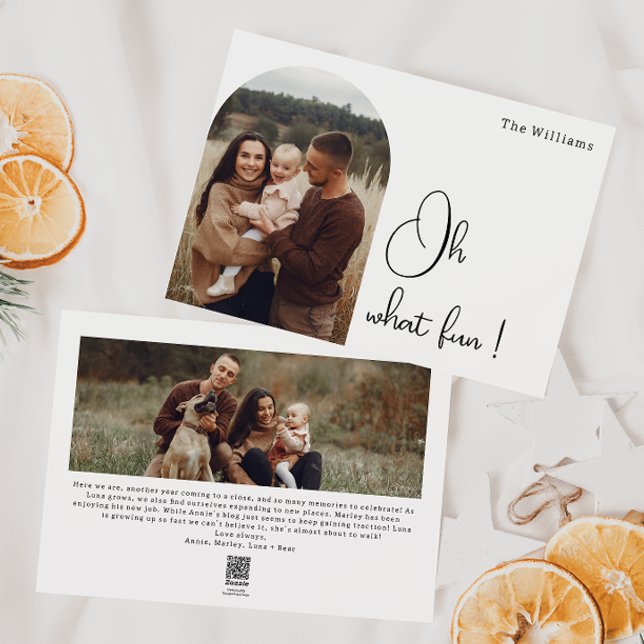 Modern Boho Arch Oh What roligt Two Photo Julkort (Skapare uppladdad)