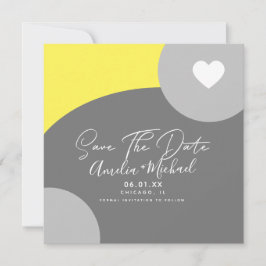 Modern Boho Arch Organic Grått Gult Spara datum Kort