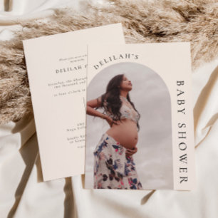 Modern Boho Arch Photo Baby Shower-inbjudan Inbjudningar
