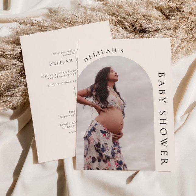 Modern Boho Arch Photo Baby Shower-inbjudan Inbjudningar (Skapare uppladdad)