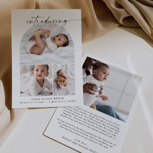 Modern Boho Arch Photo Collage Birth Meddelande