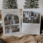 Modern Boho Arch Photo Collage Family jul Ho Julkort<br><div class="desc">Det här moderna boho Arch-fotokollage-familjens julkort är den enkla perfekten att Julhälsningar. Den bohemiska svarta och vita designen har en unik industriell präglingstypografi med minimal vintage stil. Anpassa kortets framsida med 3 foton, din familj namn och året. Ta med ytterligare ett foto och ett år i recension eller familjens nyhetsbrev...</div>