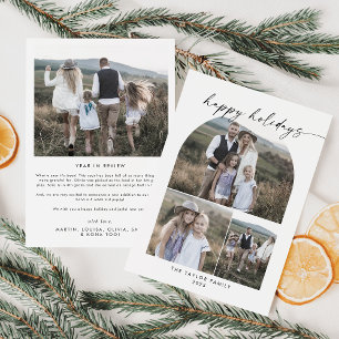 Modern Boho Arch Photo Collage Family Julkort