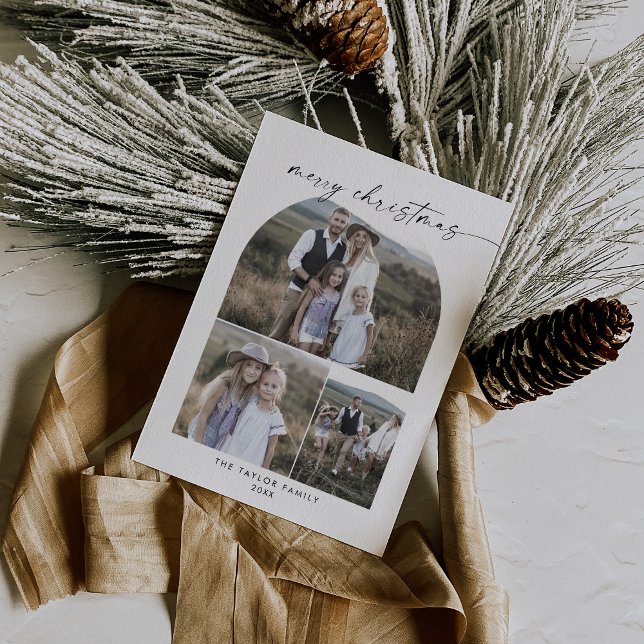 Modern Boho Arch Photo Collage God jul Julkort (Skapare uppladdad)