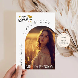 Modern Boho Arch Photo Graduation Announcement  Inbjudningar