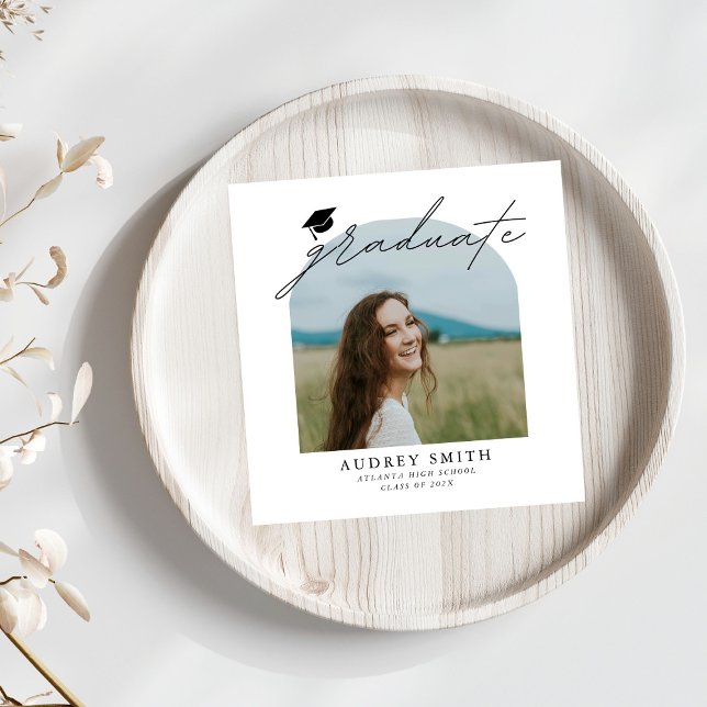 Modern Boho Arch Photo Graduation Party Pappersservett (Skapare uppladdad)