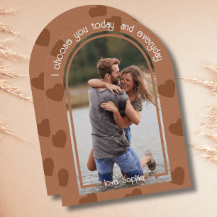 Modern Boho Arch Photo Terracotta Valentines day Inbjudningar
