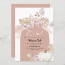 Modern Boho Arch Pumpkin... Det är en flicka Babys