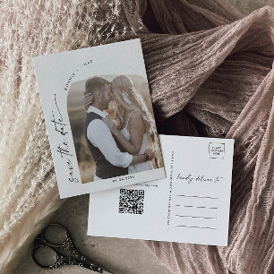 Modern Boho Arch QR-kodfoto Spara datum Inbjudan Vykort