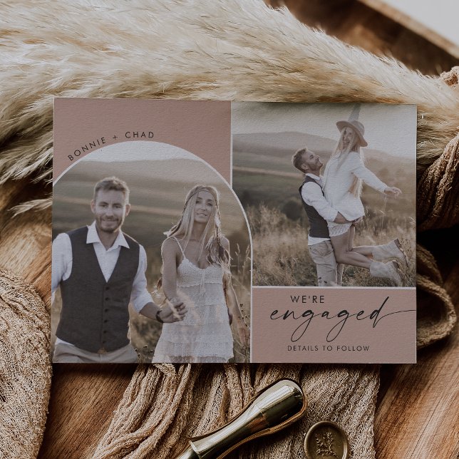 Modern Boho Arch | Salmon 3 Photo Förlovning Meddelande (Skapare uppladdad)