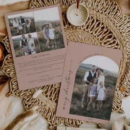 Modern Boho Arch | Salmon Christmas Photo Holiday Julkort
