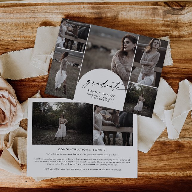 Modern Boho Arch Student Multi Photo Studenten Meddelande (Skapare uppladdad)