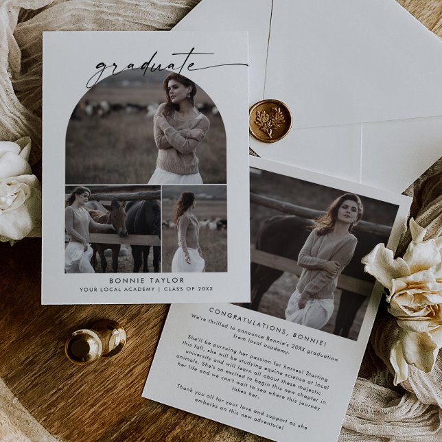 Modern Boho Arch Student Photo Collage Studenten Meddelande (Skapare uppladdad)