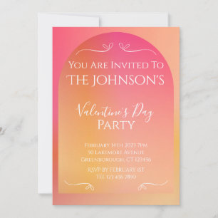 Modern Boho Arch Sunset Ombre Valentines day Party Inbjudningar