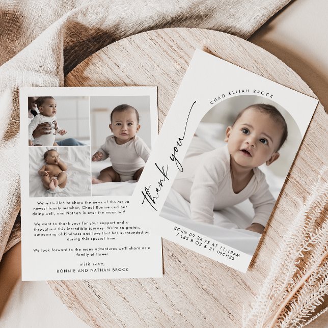 Modern Boho Arch Tack Photo Birth Meddelande (Skapare uppladdad)