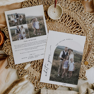 Modern Boho Arch What A Year Photo Year in Review Julkort