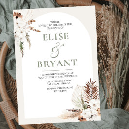 Modern Boho Arch White Blommigt bröllopsinbjudan Inbjudningar