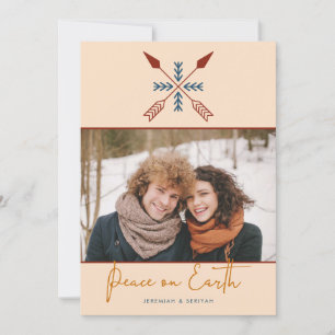 Modern Boho Arrows Peace on Earth Helgdag Photo Julkort