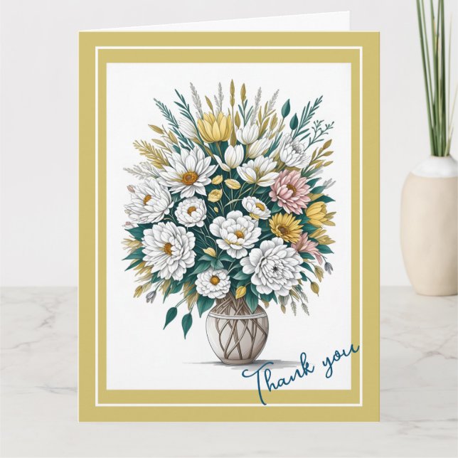 Modern Boho Art blomning i A Vas Tack Kort (Framsida)