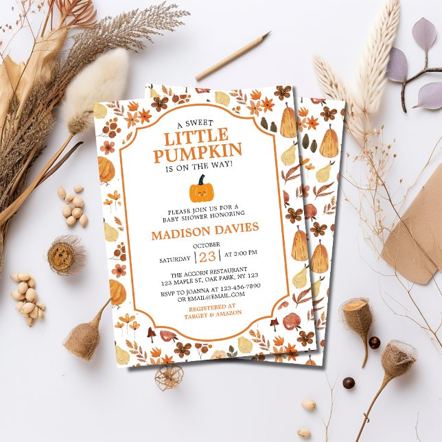 Modern Boho Autumn/Fall Pumpkin Baby Shower Invita Inbjudningar (Skapare uppladdad)