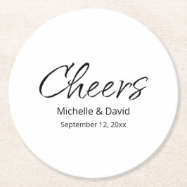 Modern Boho Avslappnad Script Bröllop Simple Underlägg Papper Rund